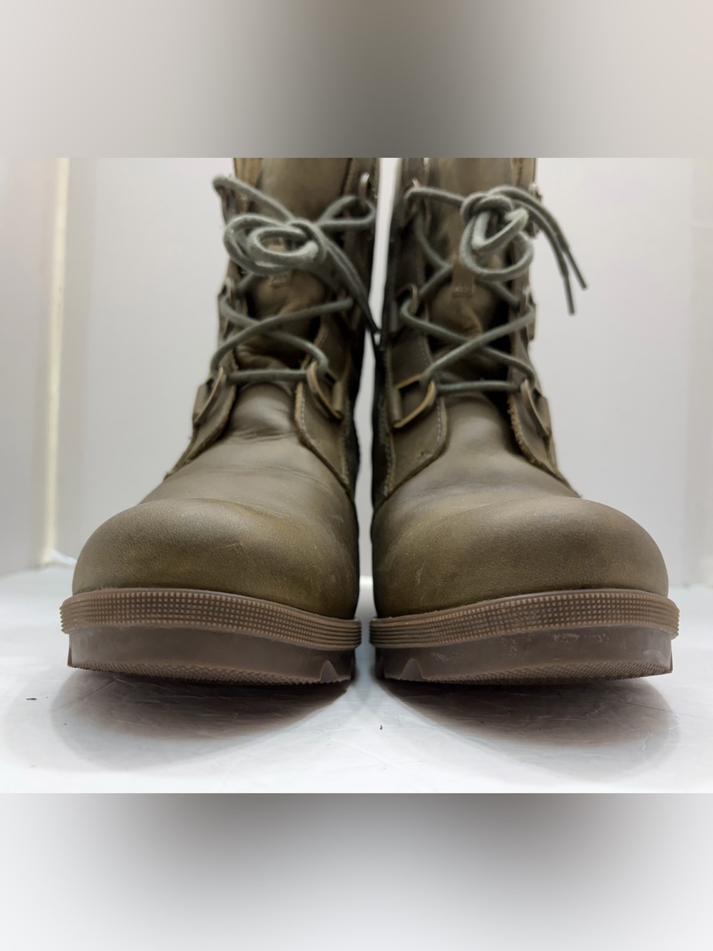 Sorel Olive Green Lace-Up Combat Boots - Picture 3 of 13